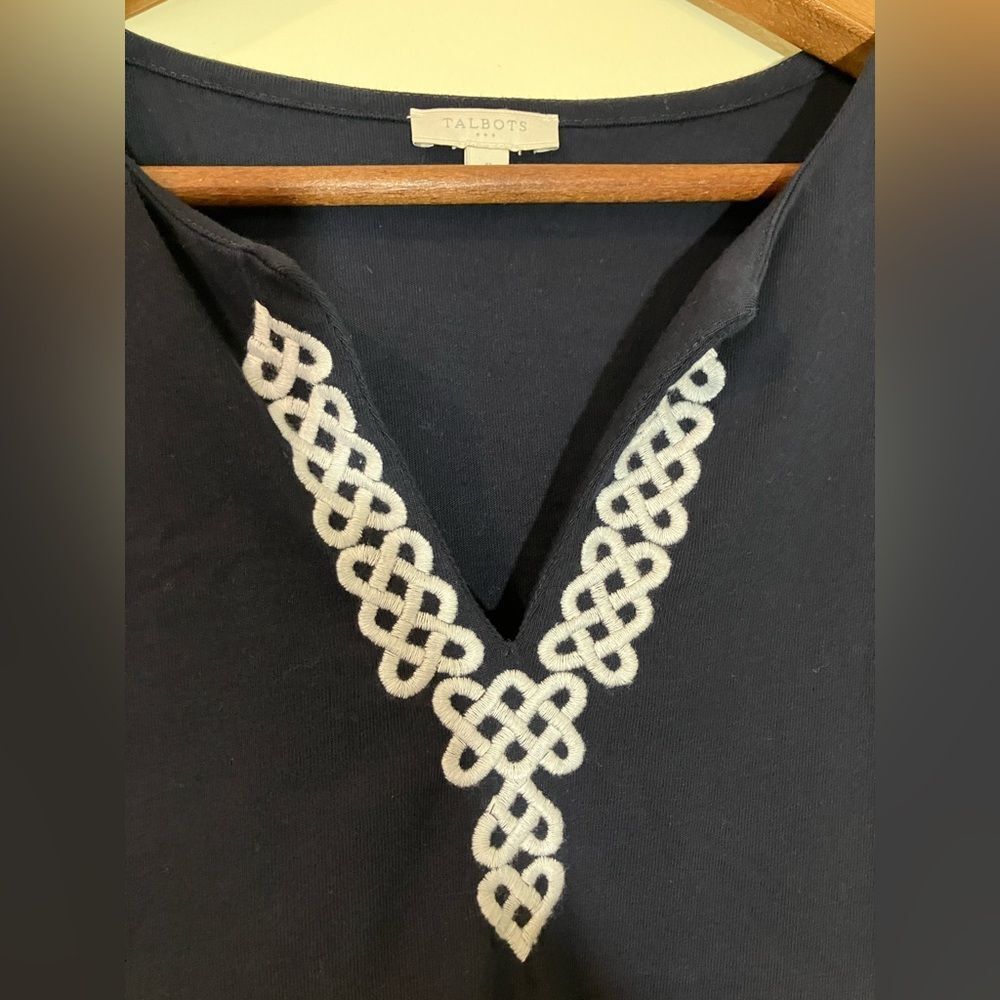 Talbots mini dress, 3/4 sleeve, design at sleeves and neckline, size small - Picture 5 of 6